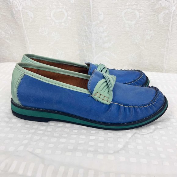 V Italia suede slip-on loafer blue & green - Picture 4 of 10